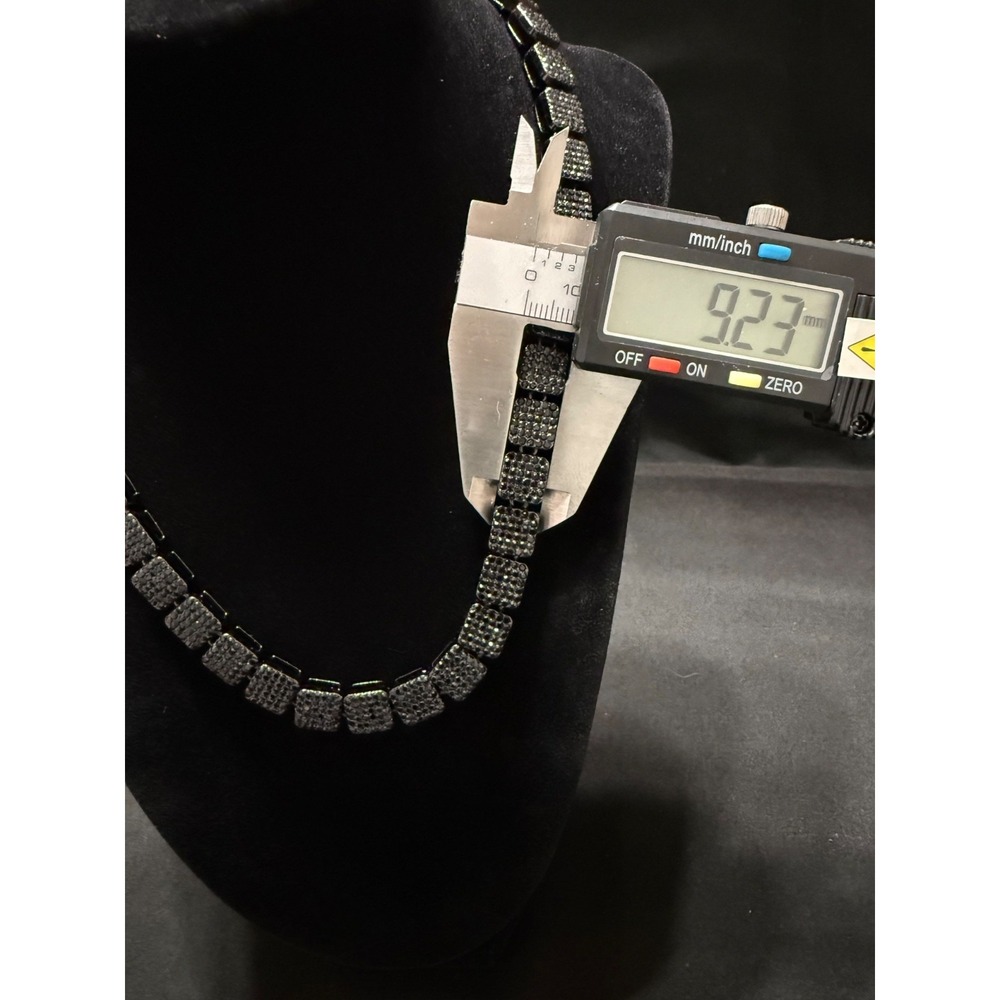 black on black tennis chain 18 inch 9mm vvscz stones iced out